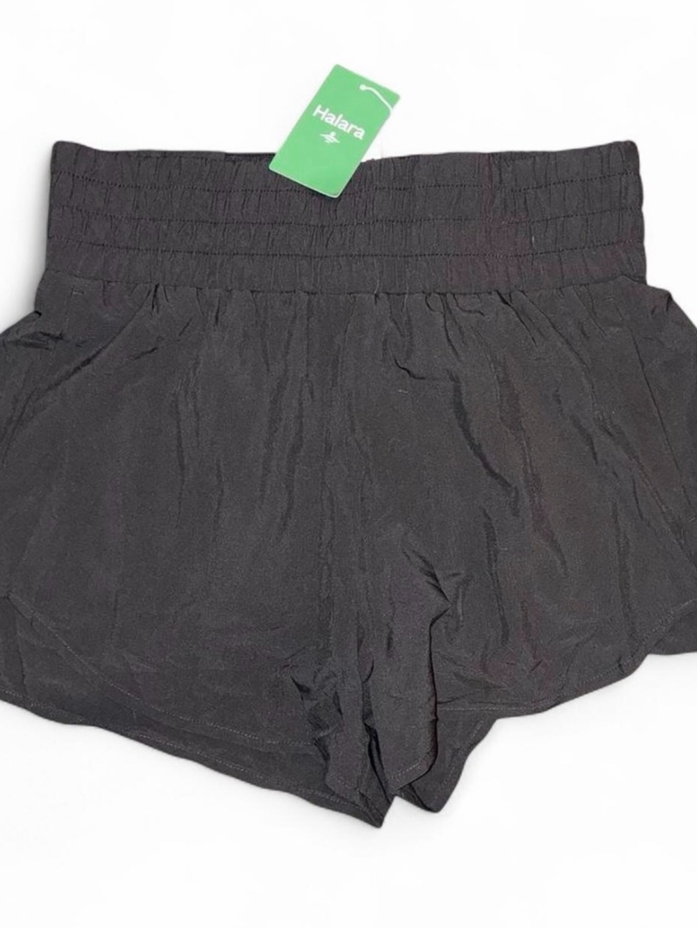 HALARA Black High Waist Athletic Shorts with Wide Elastic Band